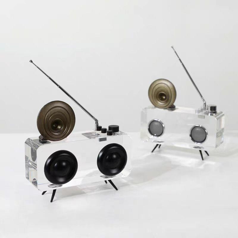 现代轻奢水晶录音机播放机模型摆件电视柜玄关客厅酒柜家居装饰品