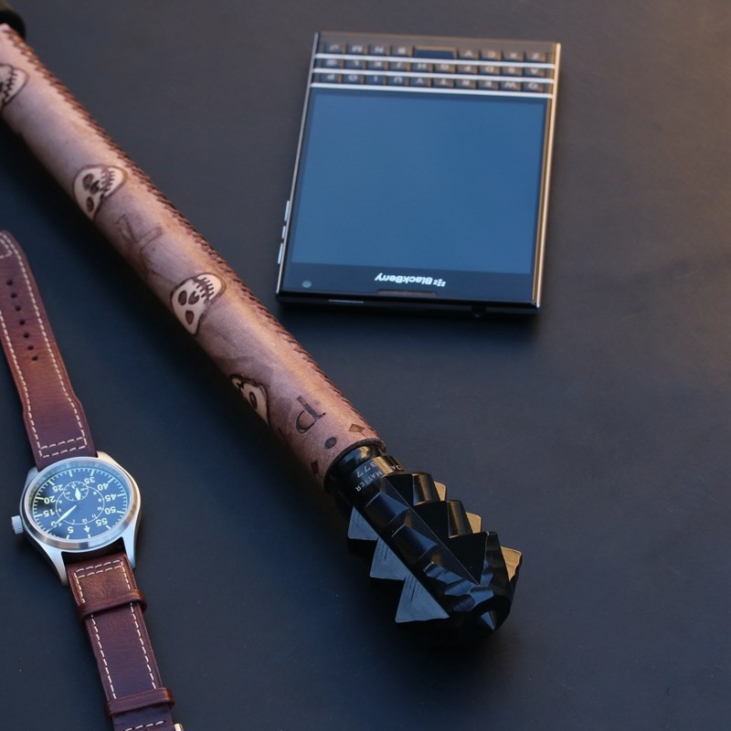 EDC随身战锤重型六页钉头锤十字军破甲狼牙棒骨朵45号钢制炫酷玩