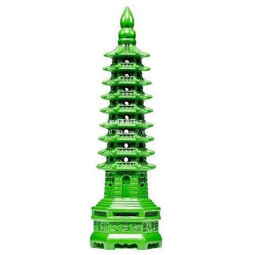 9层文昌塔摆件绿色实木质雕刻九层十三层文昌塔家居客厅玄关装饰