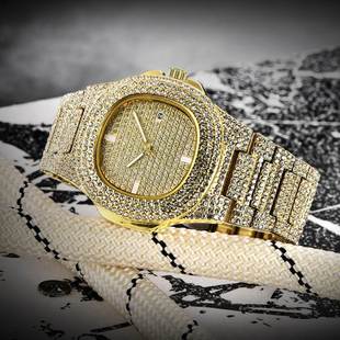 hop Watch Brand Date Band Alloy Hip Diamond Full Luxury Mens