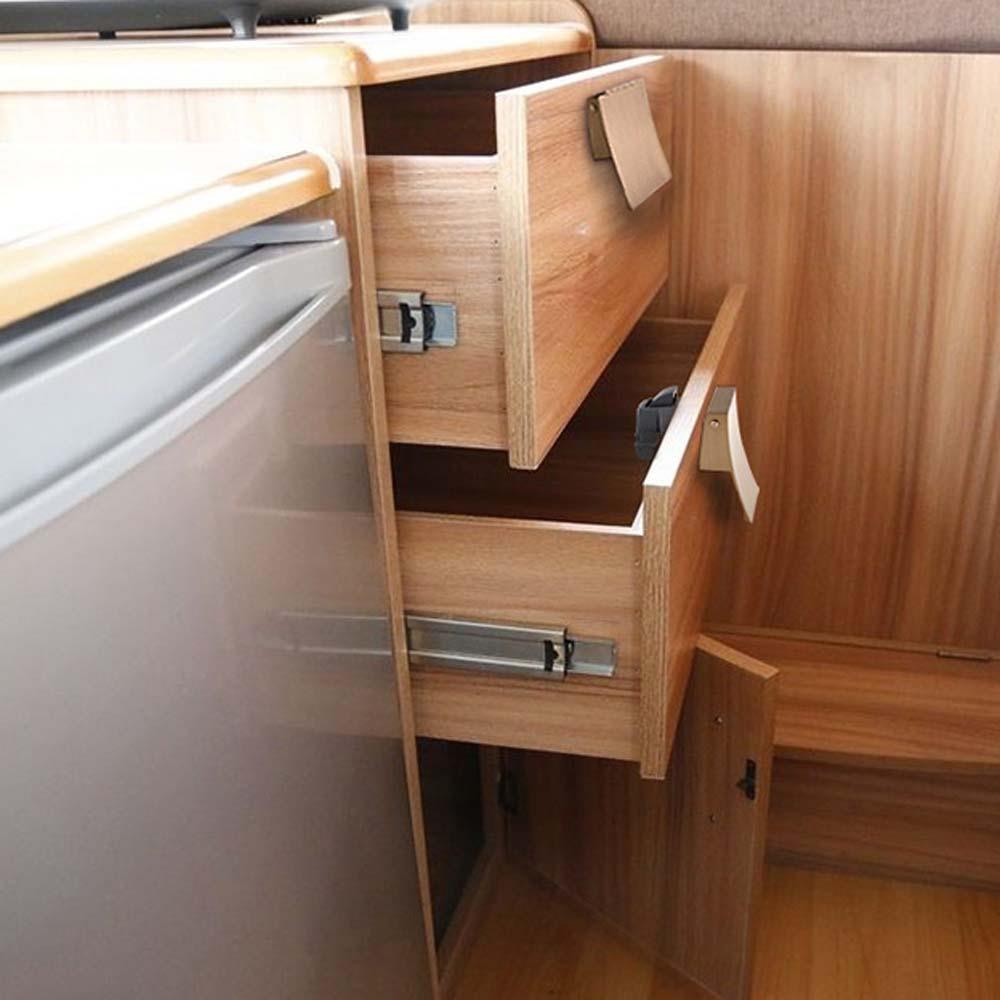 无钥匙船舶游艇房车拉手锁橱柜拉手按钮锁 吊柜方形锌合金拉扣锁