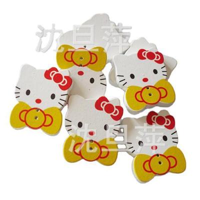 中高档纽扣 木质可爱彩绘KT猫 喜糖盒配件 服装服饰装饰材料