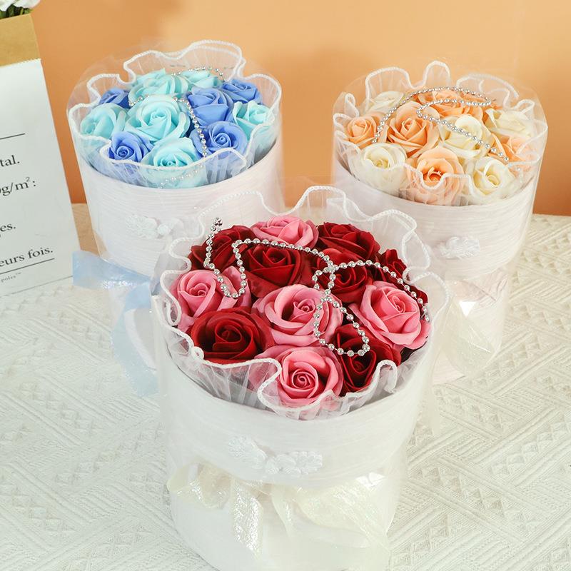 高颜值中国风香皂花束圣诞情人节生日礼物送女友仿真玫瑰花束成品