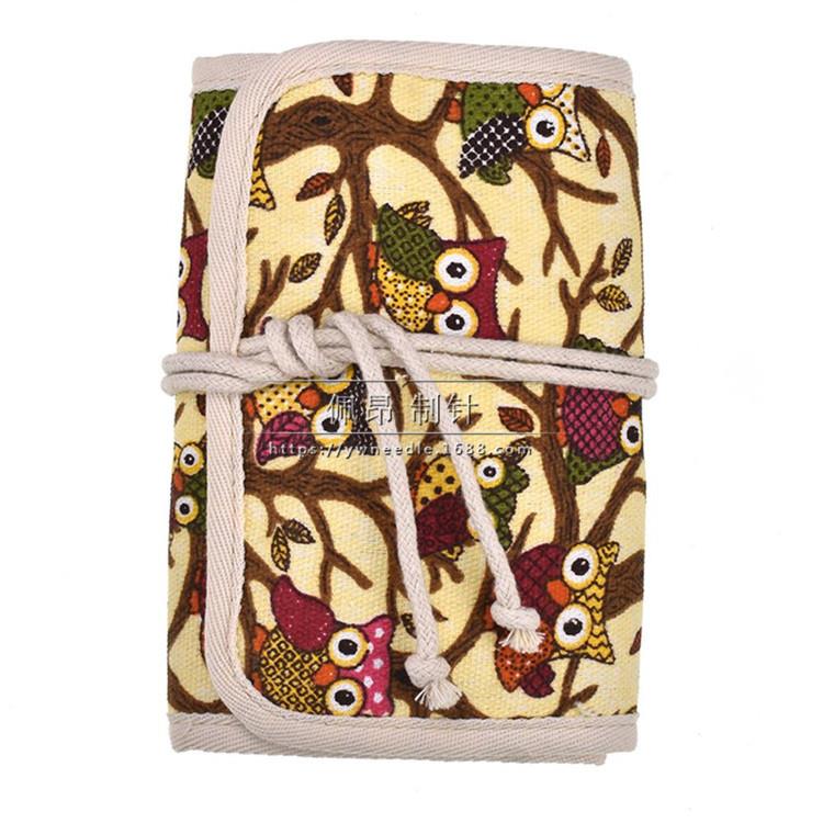 DIY收纳包 猫头鹰钩针编织工具钩针包 空包亚马迩wish跨境货源