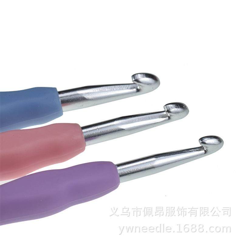 编织工具A款大号彩色软柄铝钩针3支装手工编织针钩针套装CH001