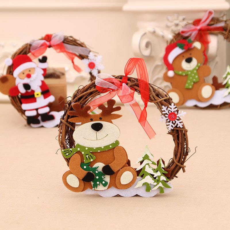 圣诞木质藤条花环 圣诞节装饰用品 门挂酒店商场装饰花环花圈