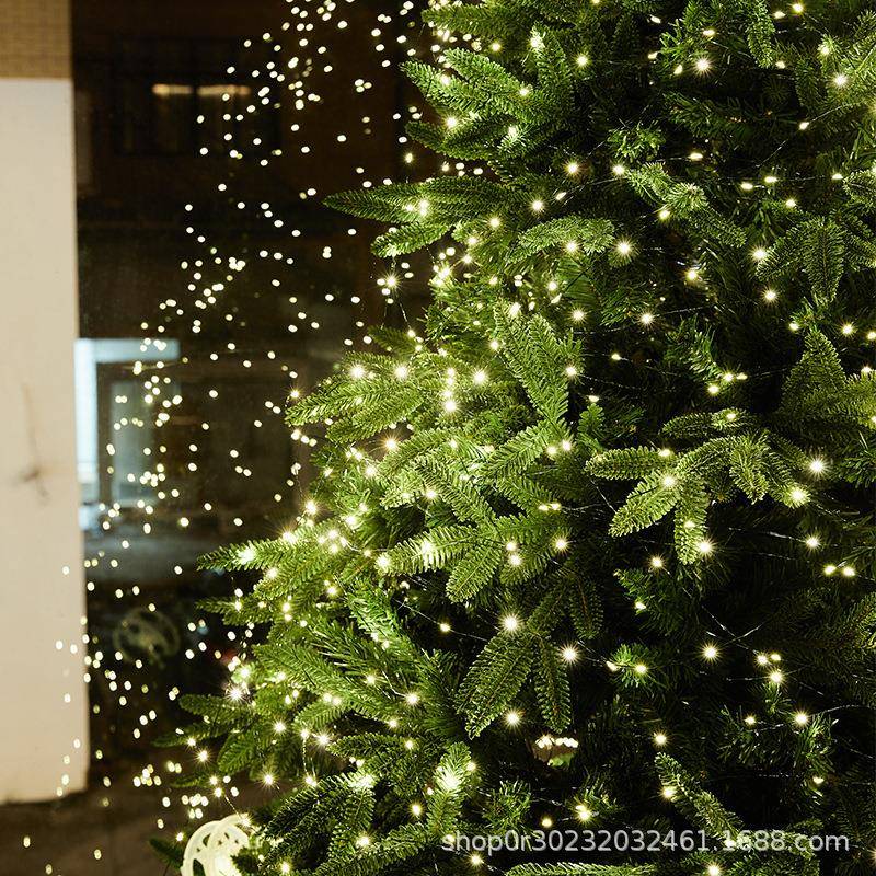 圣诞节树绿铜丝线led小彩灯串灯满天星星户外防水氛围灯带装饰品
