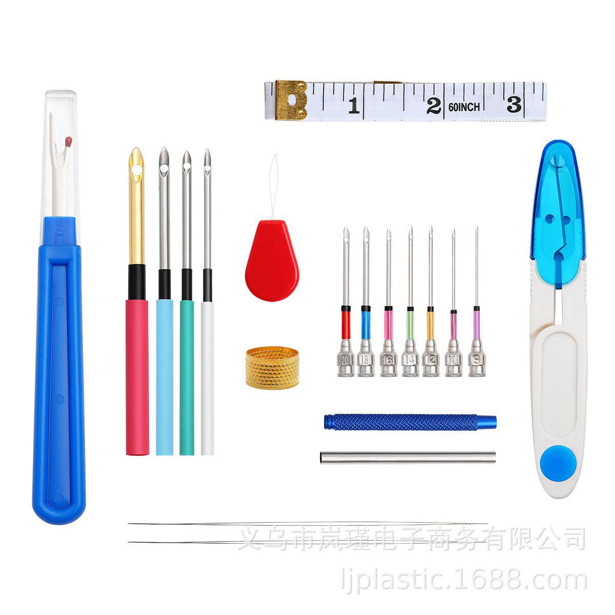 temu新款简易可调换针头全型号组合刺绣针戳针DIY戳戳乐绣花针笔