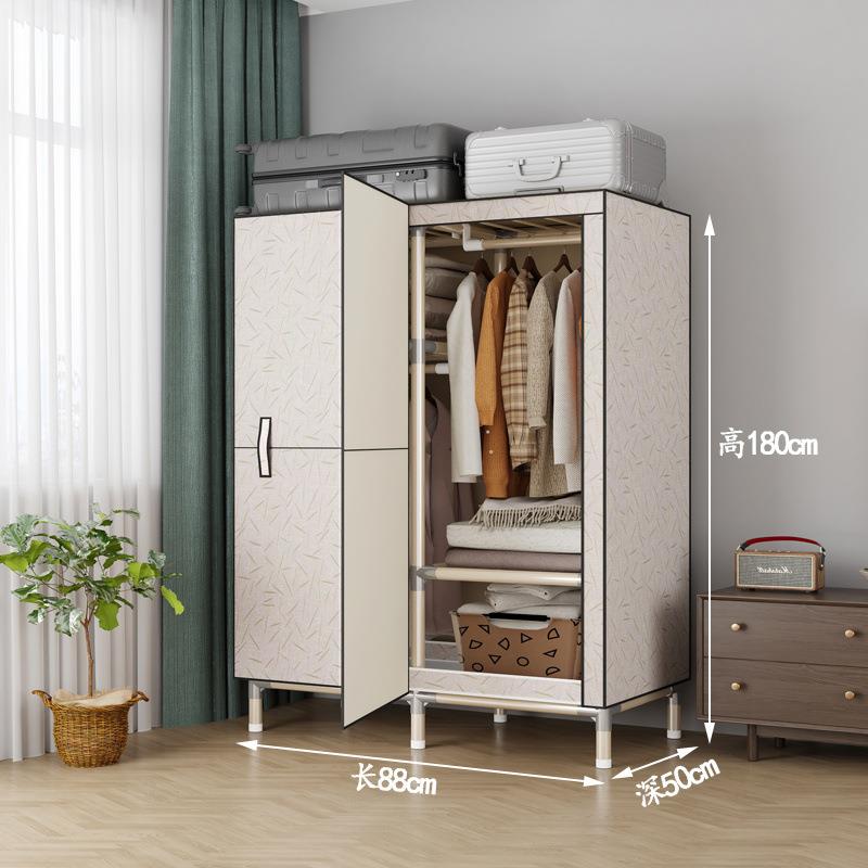 开门简易衣柜家用卧室收纳加固钢架加粗加厚钢管出租房布衣橱组装