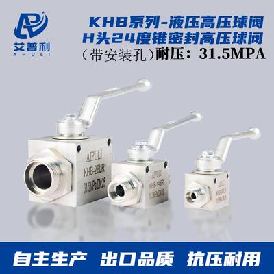 KHB高压球阀公制外螺纹H型重型SR轻型LR碳钢镀锌24度锥密封液压阀
