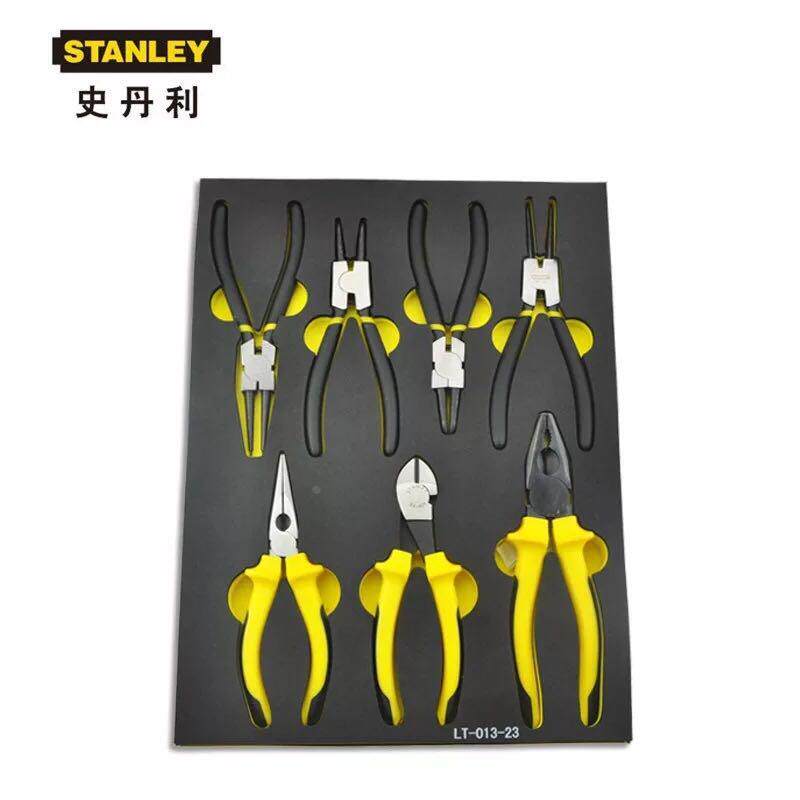 史丹利工具托钳子套装卡簧钳钢丝钳尖嘴钳斜嘴钳套装7件LT-013-23