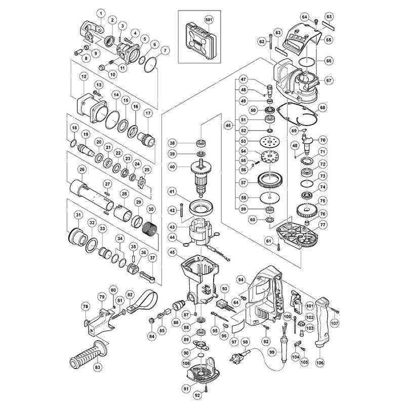 Hitachi/日立DH38SS电锤配件原装转定子开关碳刷连杆活塞汽缸齿轮