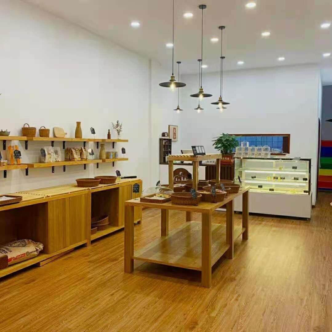 日式面包柜糕点柜实木玻璃定制蛋糕店架边柜中岛柜烘培面包展示柜