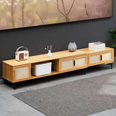 电视柜简约现代茶几电视机柜组合小户型实木客厅卧室轻奢伸缩地柜