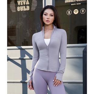 显瘦LuLu立领拉链瑜伽健身服 修身 Zioccie 裸感运动夹克拇指孔长袖