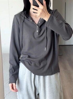 速发连帽卫大帽衫款t024新款春秋灰色外套衣码宽松长袖2恤