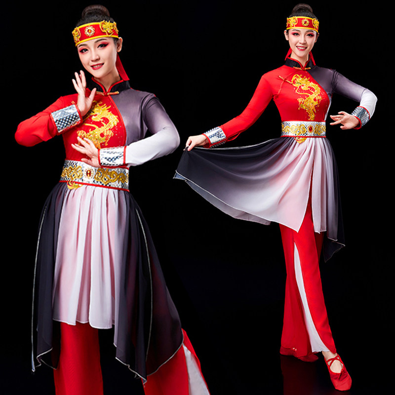 速发古典舞演出服打逸中国蹈书简舞秧歌服腰鼓队飘鼓服龙年舞风服