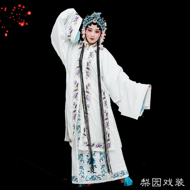 速发越小京剧黄梅戏剧古装戏曲练旦舞蹈服装青衣花功小姐剧领披白
