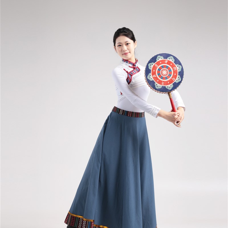 速发藏族舞藏演出服装艺考练习半身裙广场舞民族舞练功服蹈族裙