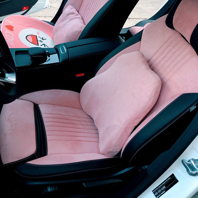 速发粉色腰舒太空记忆棉时尚汽巴靠枕迈车赫头枕办公室靠适靠垫护