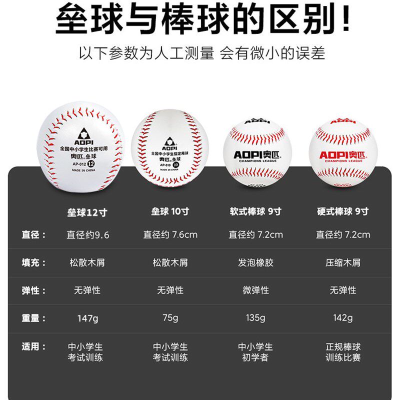 速发奥匹小学生团球投掷中比赛标准训练软式棒球硬式垒建儿童