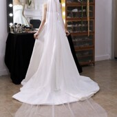 头纱新娘主婚纱婚礼结婚主纱中长款 齐地拖地素纱单层简约出门白色