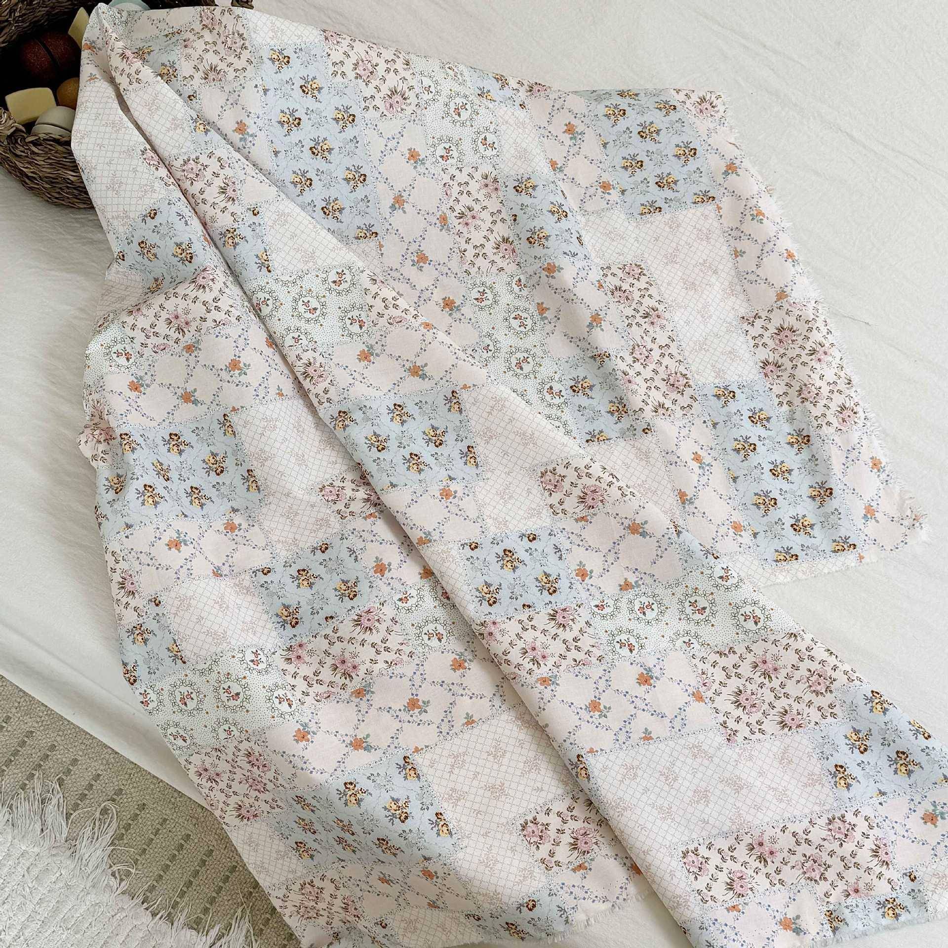 全棉60支数码印花布料韩版素雅ins风碎花拼布 箱包童装连衣裙女装