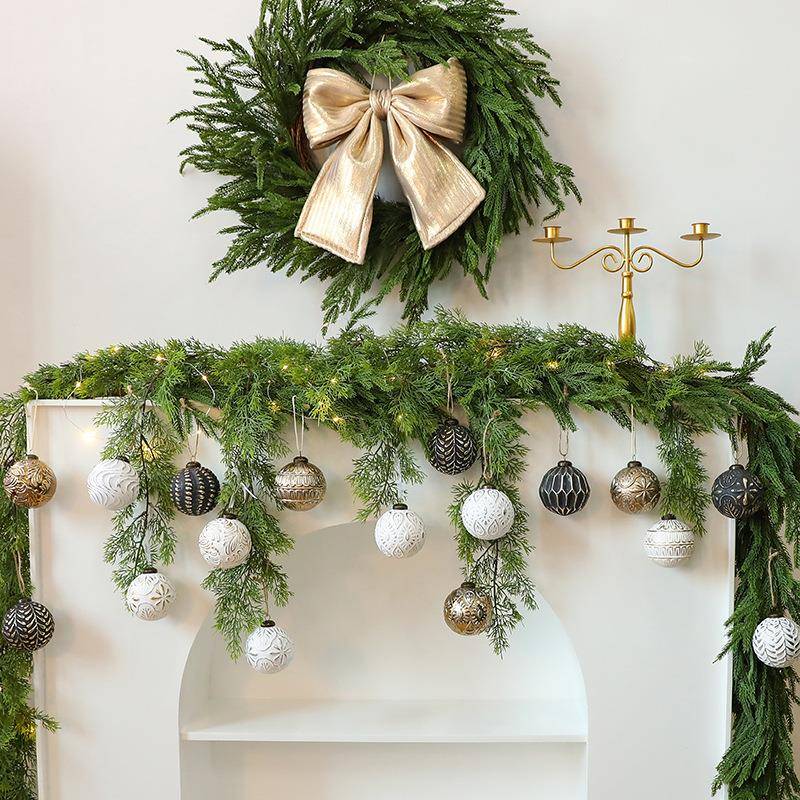 外贸热销8cm12psc仿古圣诞球套装挂件 圣诞树装饰品盒装吊球挂饰