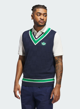 adidas阿迪达斯三叶草男子高尔夫运动复古休闲毛衣背心JN9736