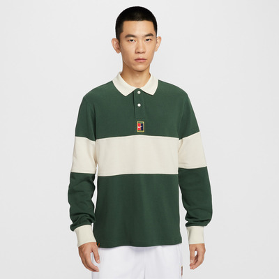 NIKE耐克男子网球运动训练拼接撞色polo领长袖T恤HQ1749-323