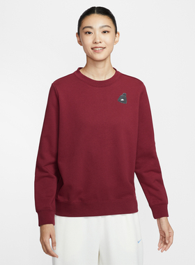 NIKE耐克女子运动休闲印花圆领针织套头衫卫衣IO7829-677