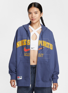 NIKE耐克女子运动休闲字母印花针织连帽夹克外套IO0482-508