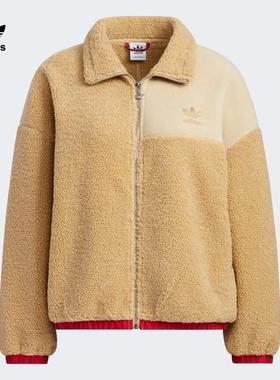 Adidas阿迪三叶草女子运动外套冬季仿保暖翻领夹克HY7277