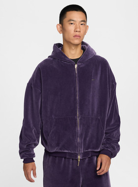 NIKE耐克男子詹姆斯篮球运动休闲仿丝绒连帽夹克外套IM0636-525