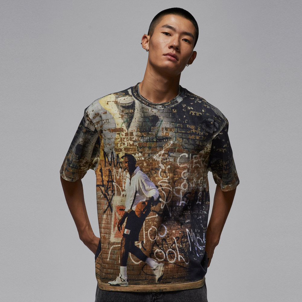 NIKE耐克男子jordan运动训练休闲图案圆领短袖T恤HQ9007-045