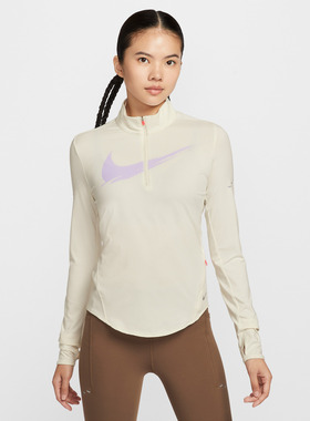 NIKE耐克女子跑步运动训练半拉链修身立领长袖T恤IO0252-047