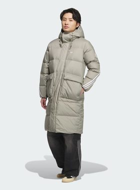 adidas阿迪达斯三叶草男子运动休闲保暖长款连帽羽绒服外套KF3698