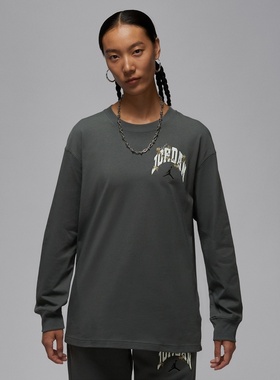 NIKE耐克女子jordan运动训练休闲宽松圆领长袖T恤HV0449-068