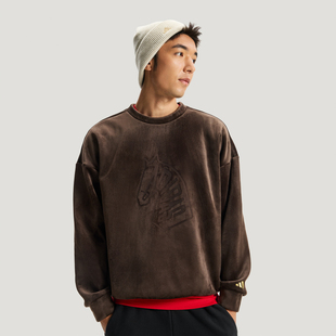 adidas阿迪达斯男子运动训练休闲绒面针织圆领套头衫卫衣KE4067