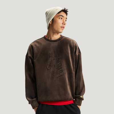 adidas阿迪达斯男子运动训练休闲绒面针织圆领套头衫卫衣KE4067