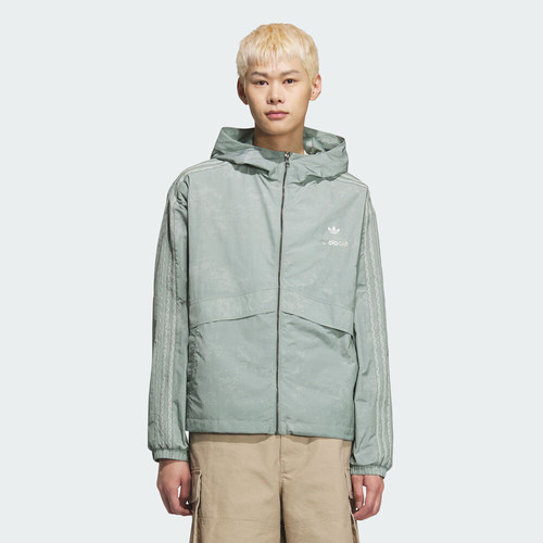 adidas阿迪达斯三叶草男子运动休闲梭织连帽夹克外套KC1434