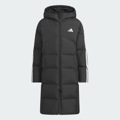 adidas阿迪达斯男大童运动训练保暖连帽长款羽绒服外套KB5095