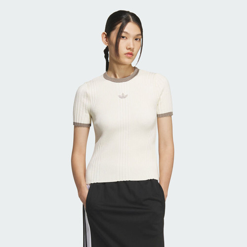 adidas阿迪达斯三叶草女子修身运动休闲圆领短袖T恤KS8494