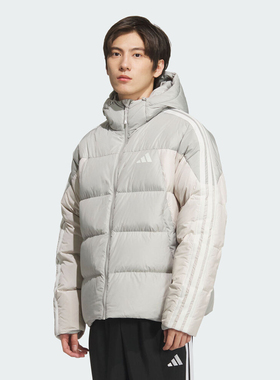 adidas阿迪达斯男子户外运动保暖三条纹连帽羽绒服外套KC2496