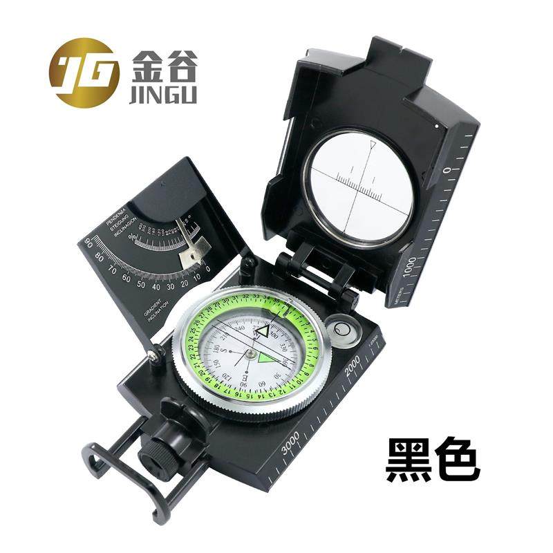 适配英文黑色K4074夜光多功能地质罗盘仪指北针带坡度盘测量器指