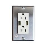 适配供应美式 插座面板耐腐蚀不锈钢面板美标USB墙面插座 暗装