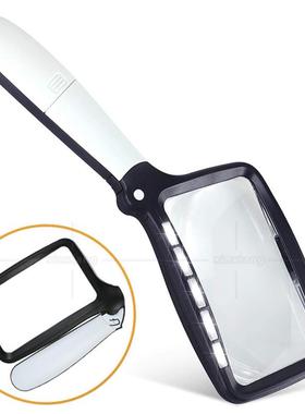 适配手持方形折叠式5个LED灯老人阅读看书报高清光学放大镜CEROHS