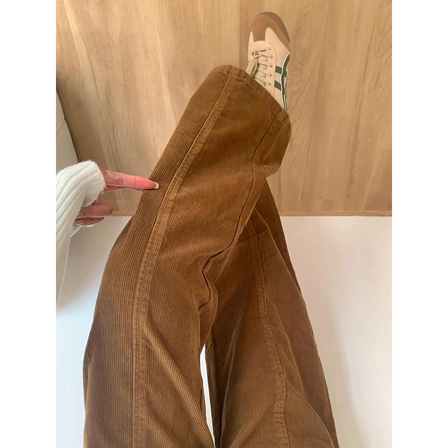 美拉德棕色灯芯绒裤子男女秋冬