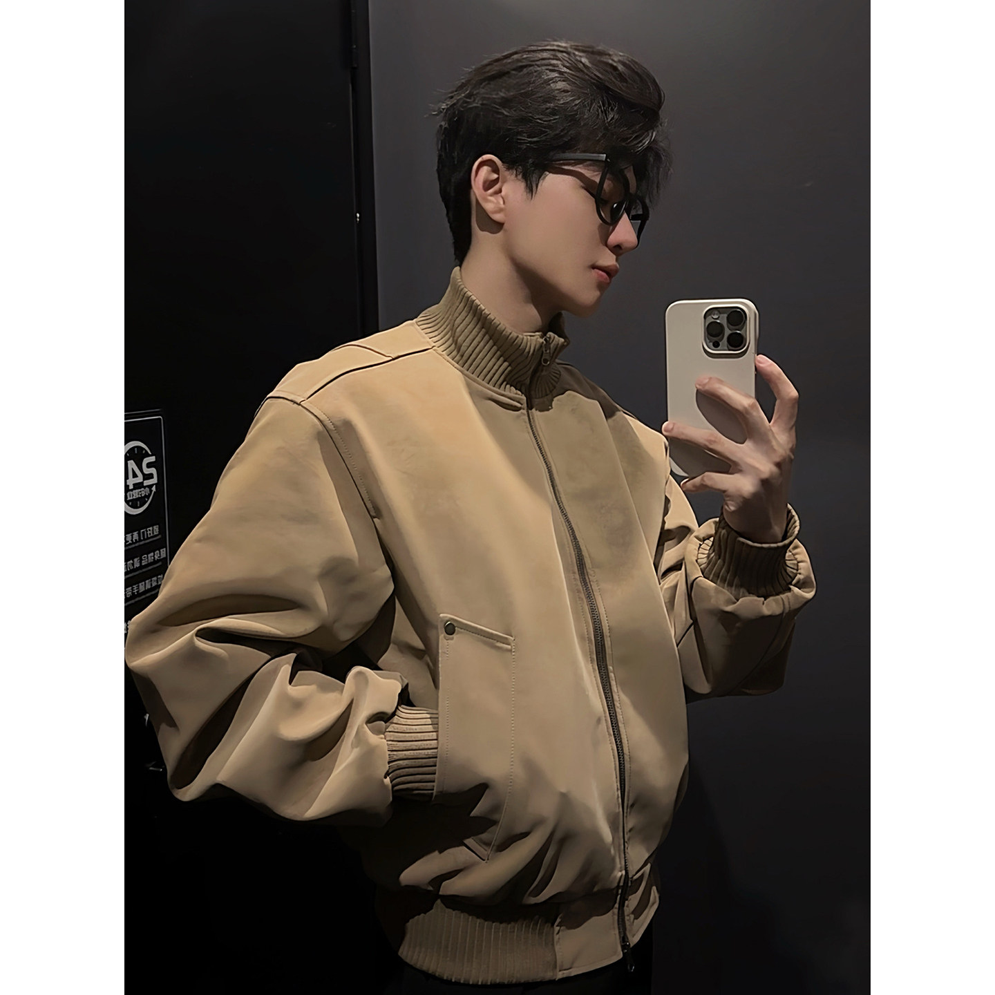 美式短款飞行员夹克棉服男冬季加绒加厚pu皮衣棉衣高级感廓形外套,男装,棉衣,淘宝优惠券,粉丝福利购,淘宝优惠卷