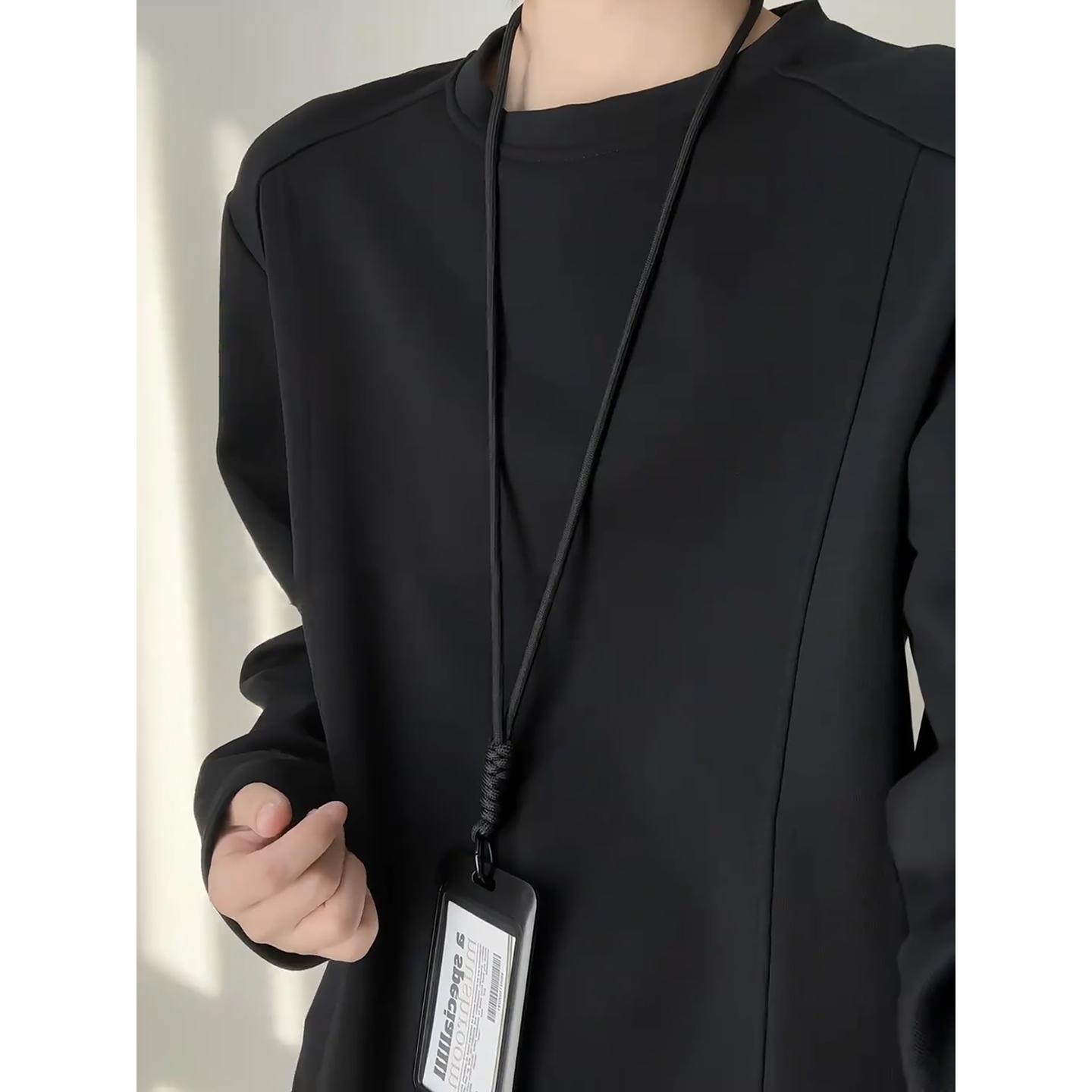 美式解构拼接正肩长袖t恤男重磅